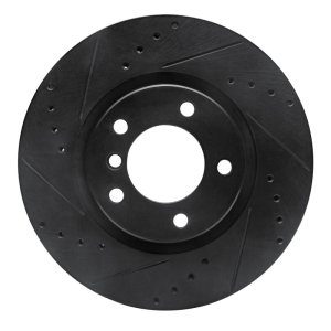 BMW M3 Brake Rotor (1) - Right Front - R1 Concepts - Drilled & Slotted - Black - `95-`02